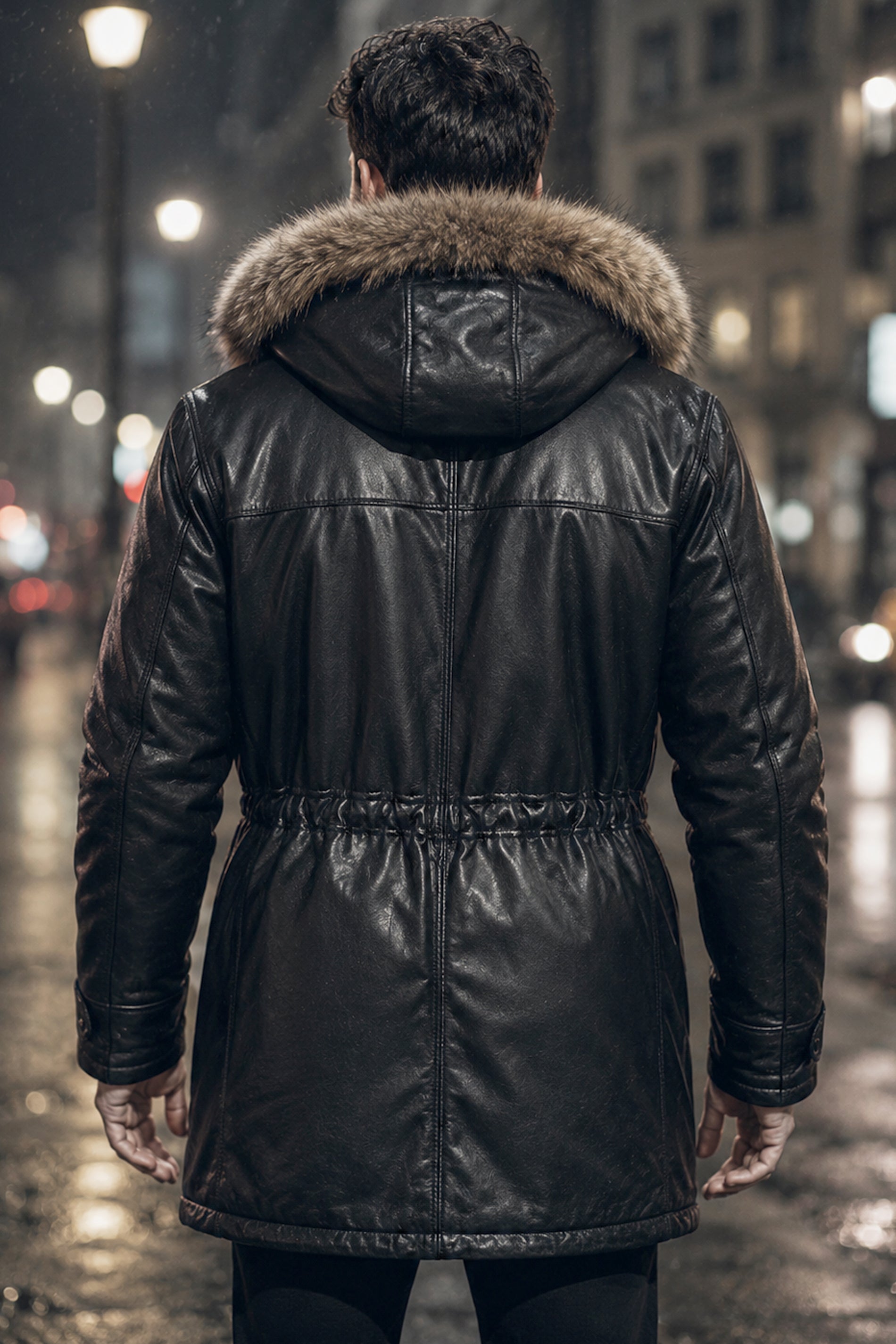 Sutton Black Leather Parka