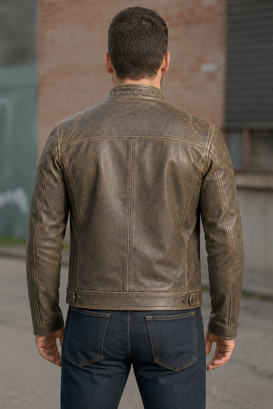 Ranger Distressed Black Leather Cafe Racer Jacket