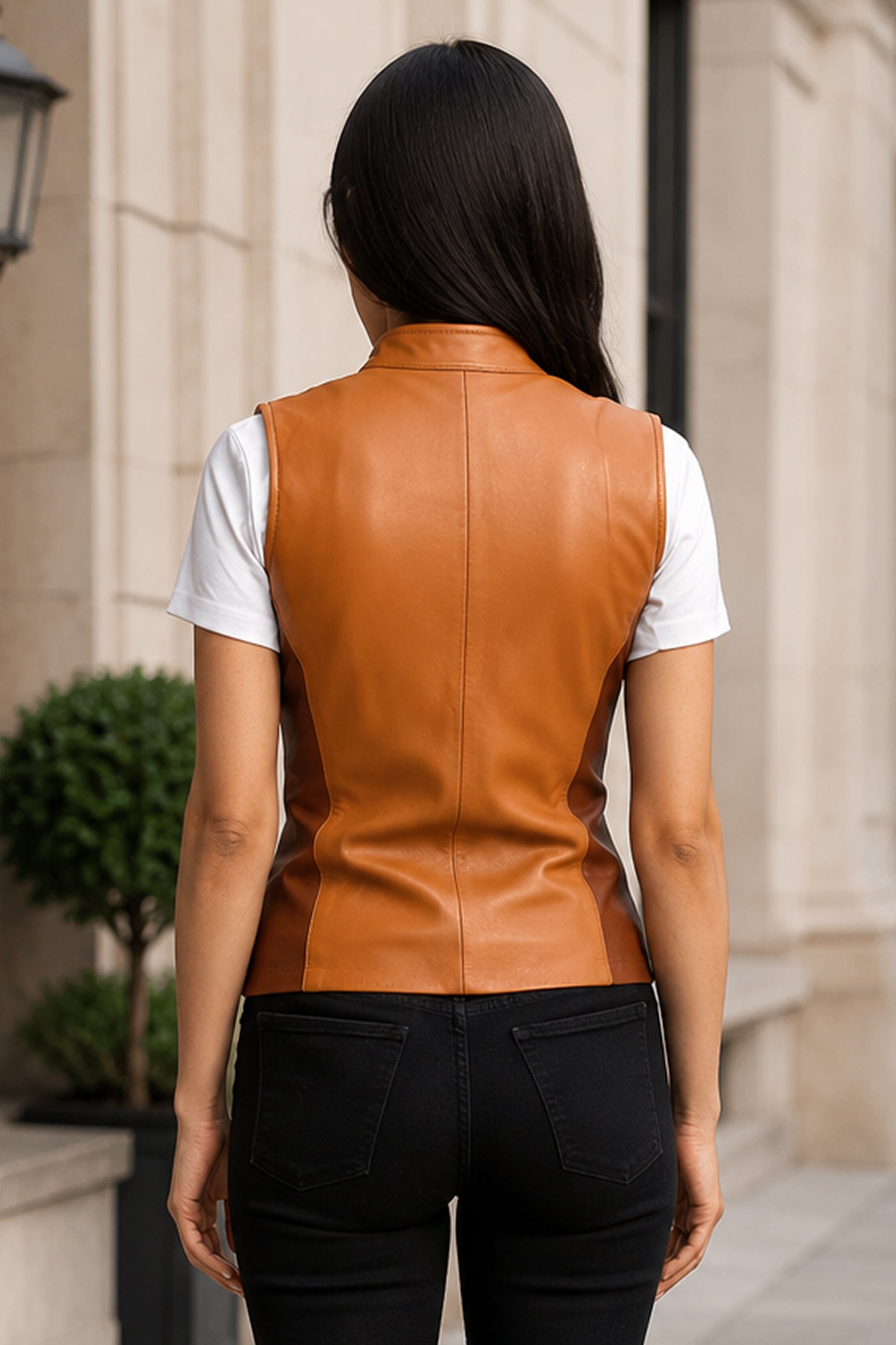 Women 27s Westina Tan Dye Leather Vest