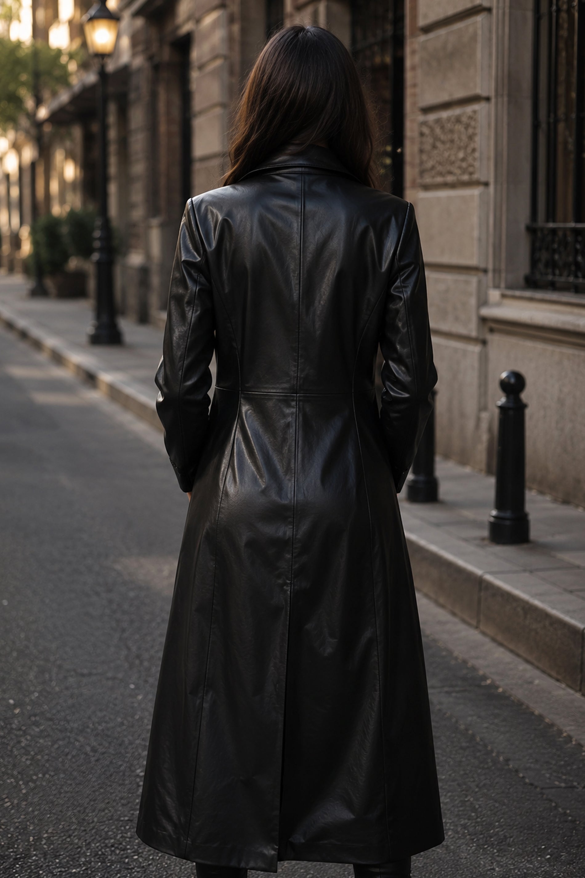 4 Button Trench Leather Coat