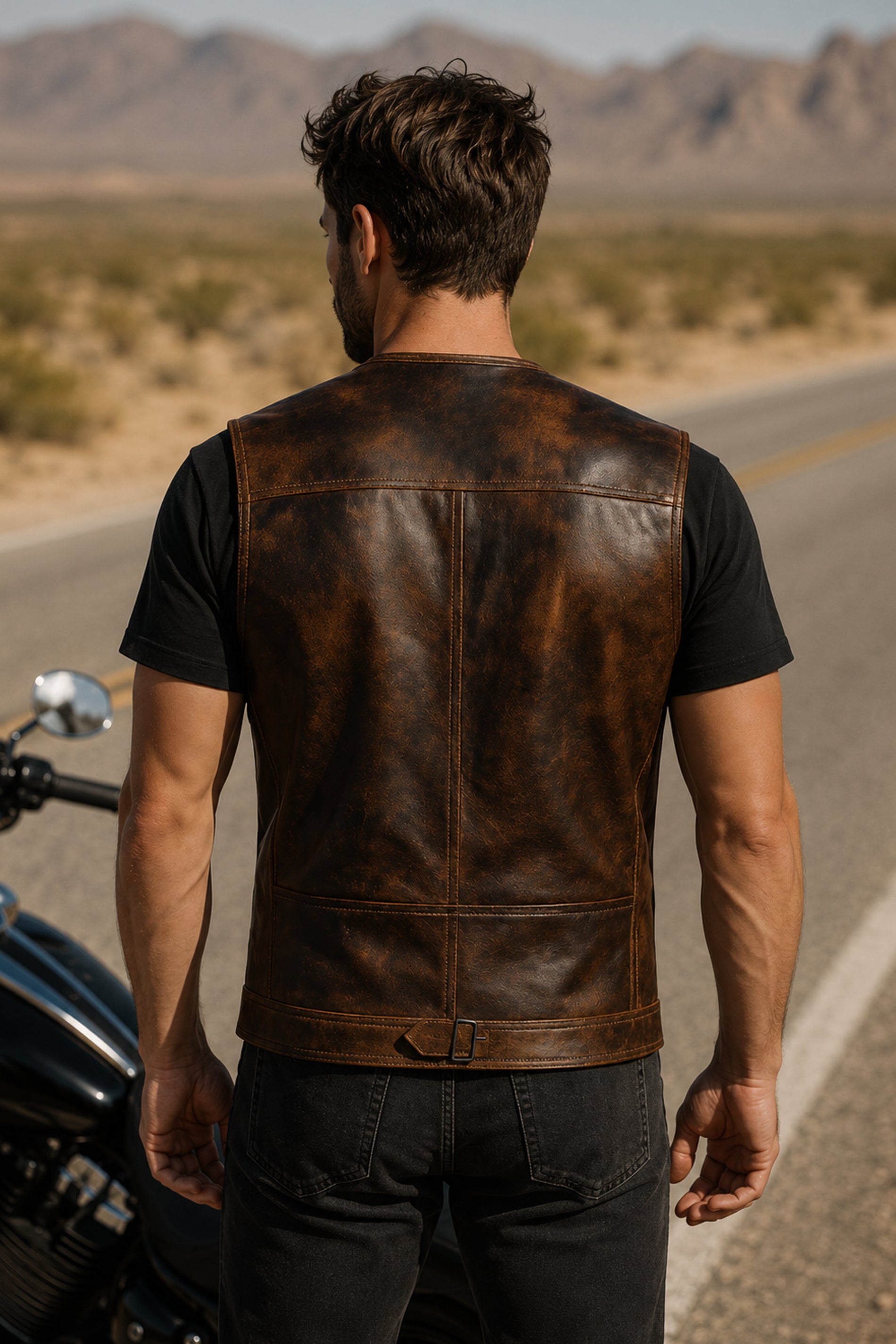 Ashton Distressed Brown Leather Vest