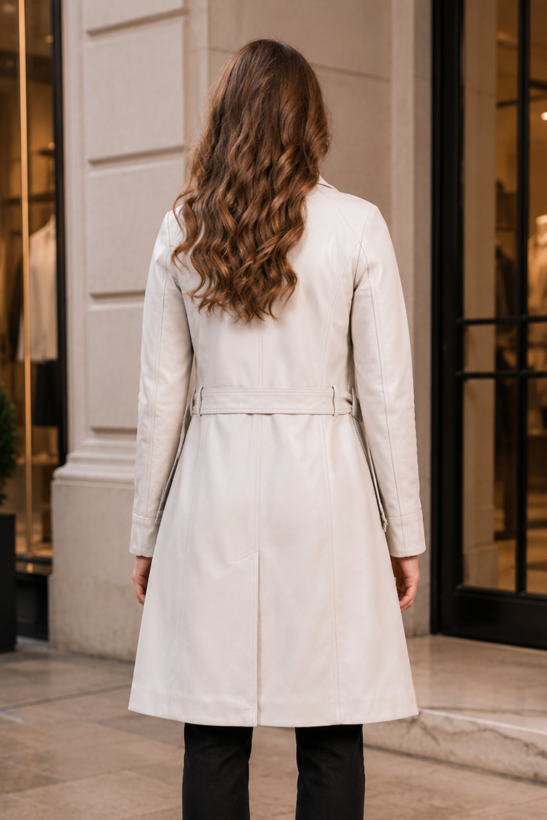 Leather Coat For Women White