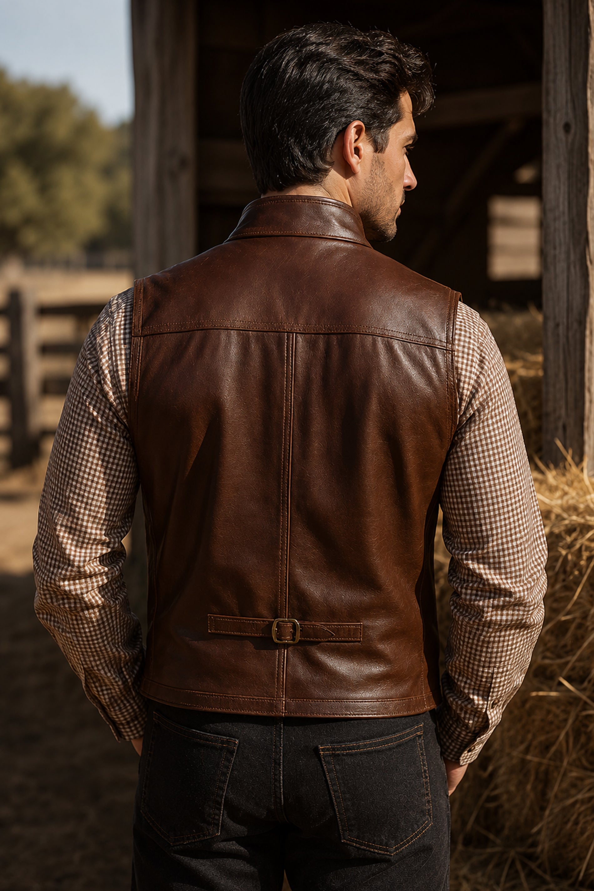 Grayson Cognac Leather Vest