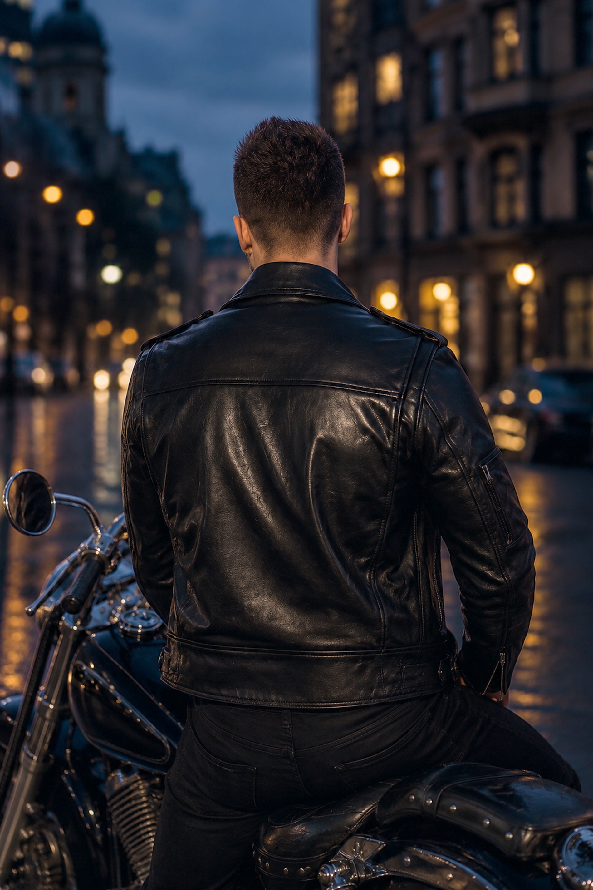 Draycott Black Leather Biker Jacket