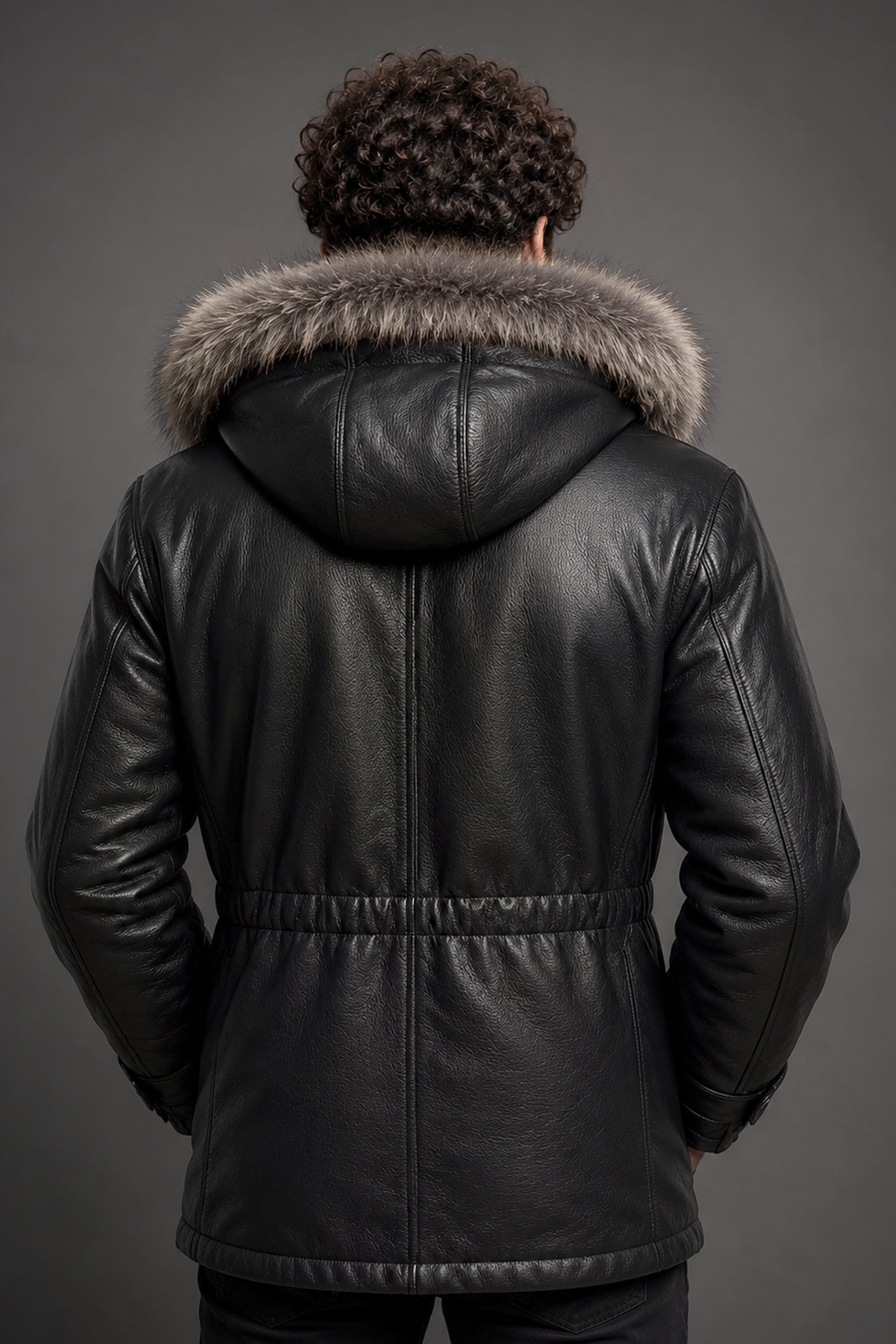 Ravello Black Matte Leather Parka