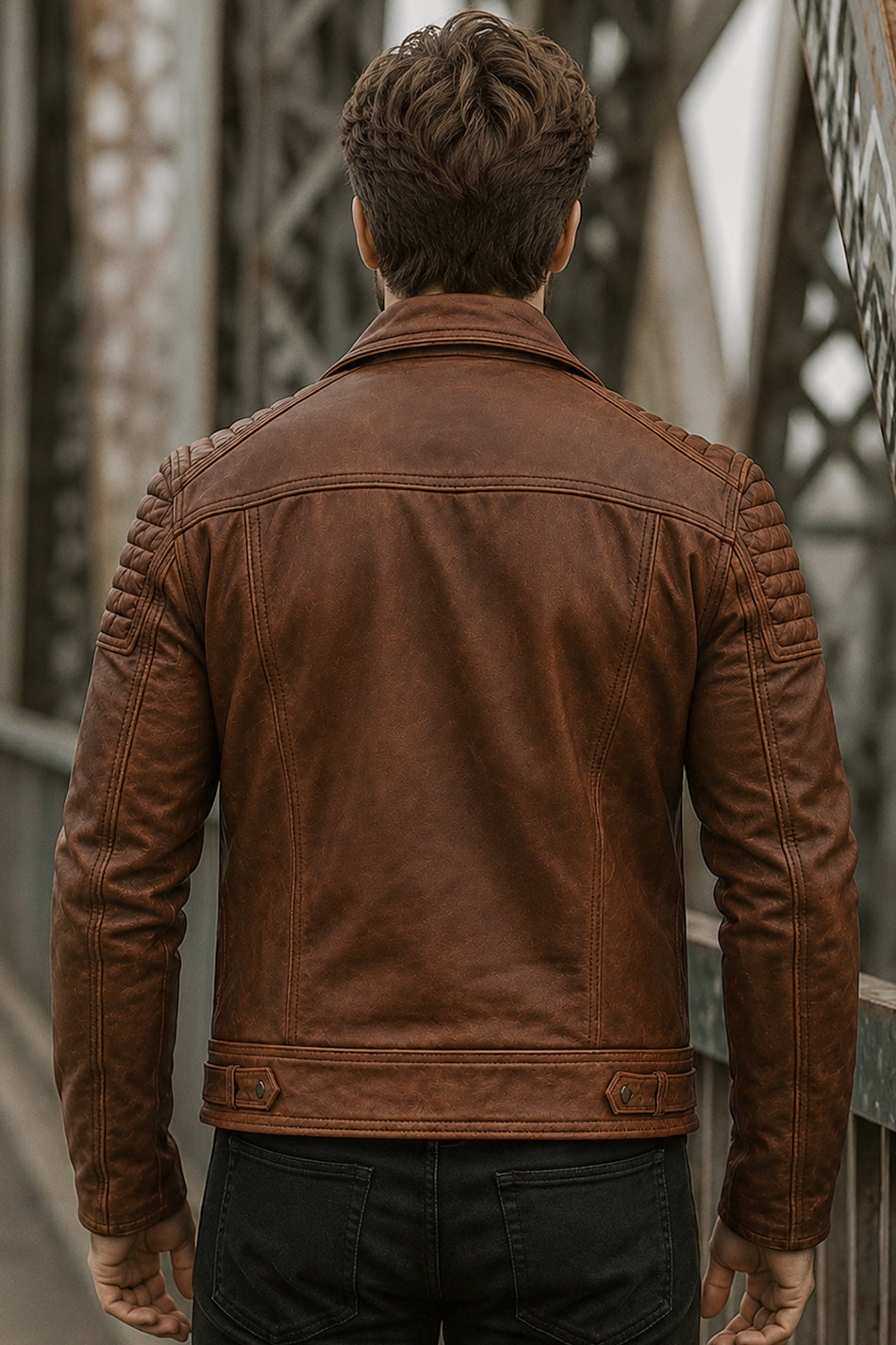 Montero Rust Leather Biker Jacket