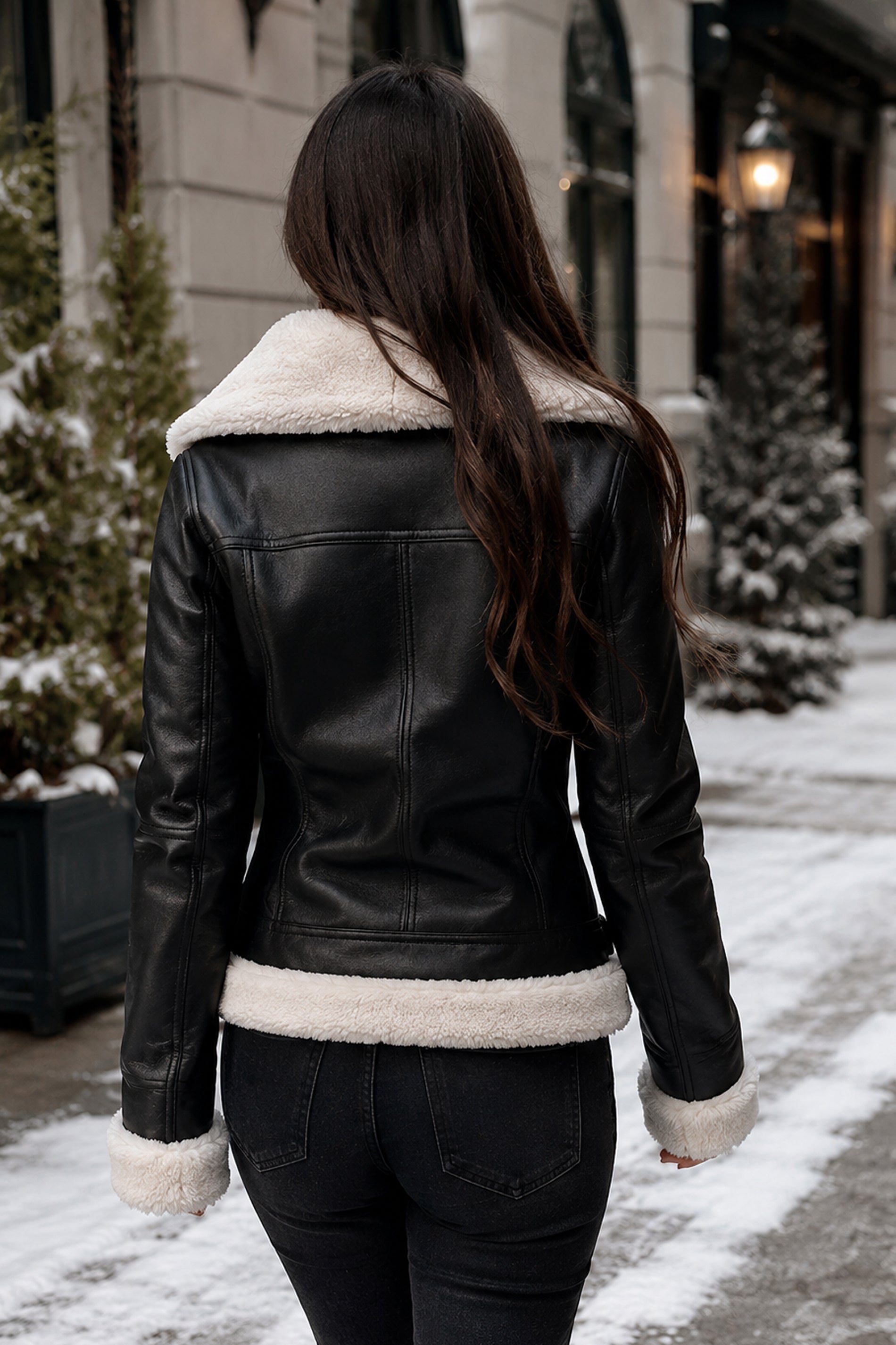 Womens Dark Brown Bomber Shearling Jacket