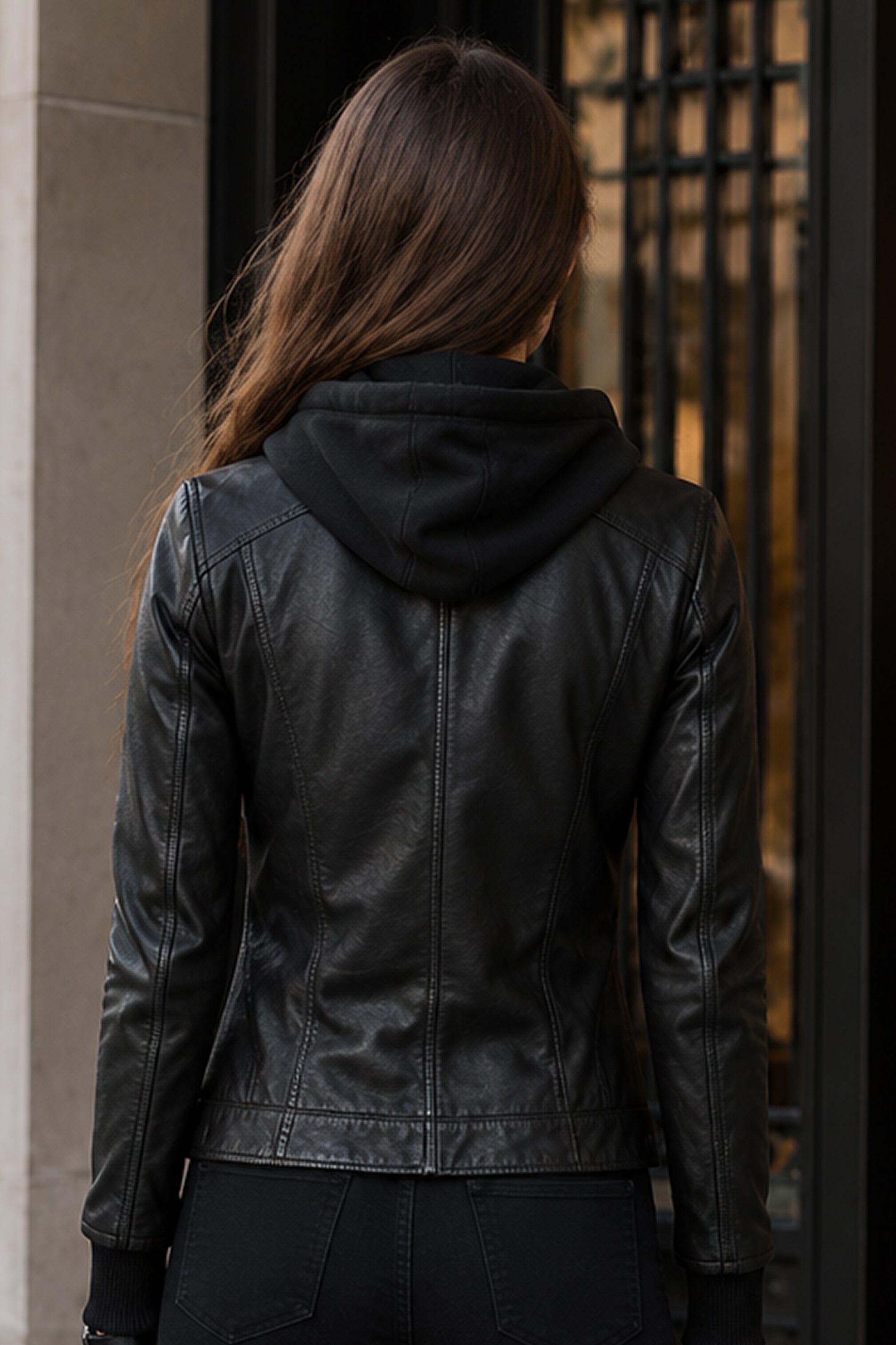 Women Black Leather Biker Jacket