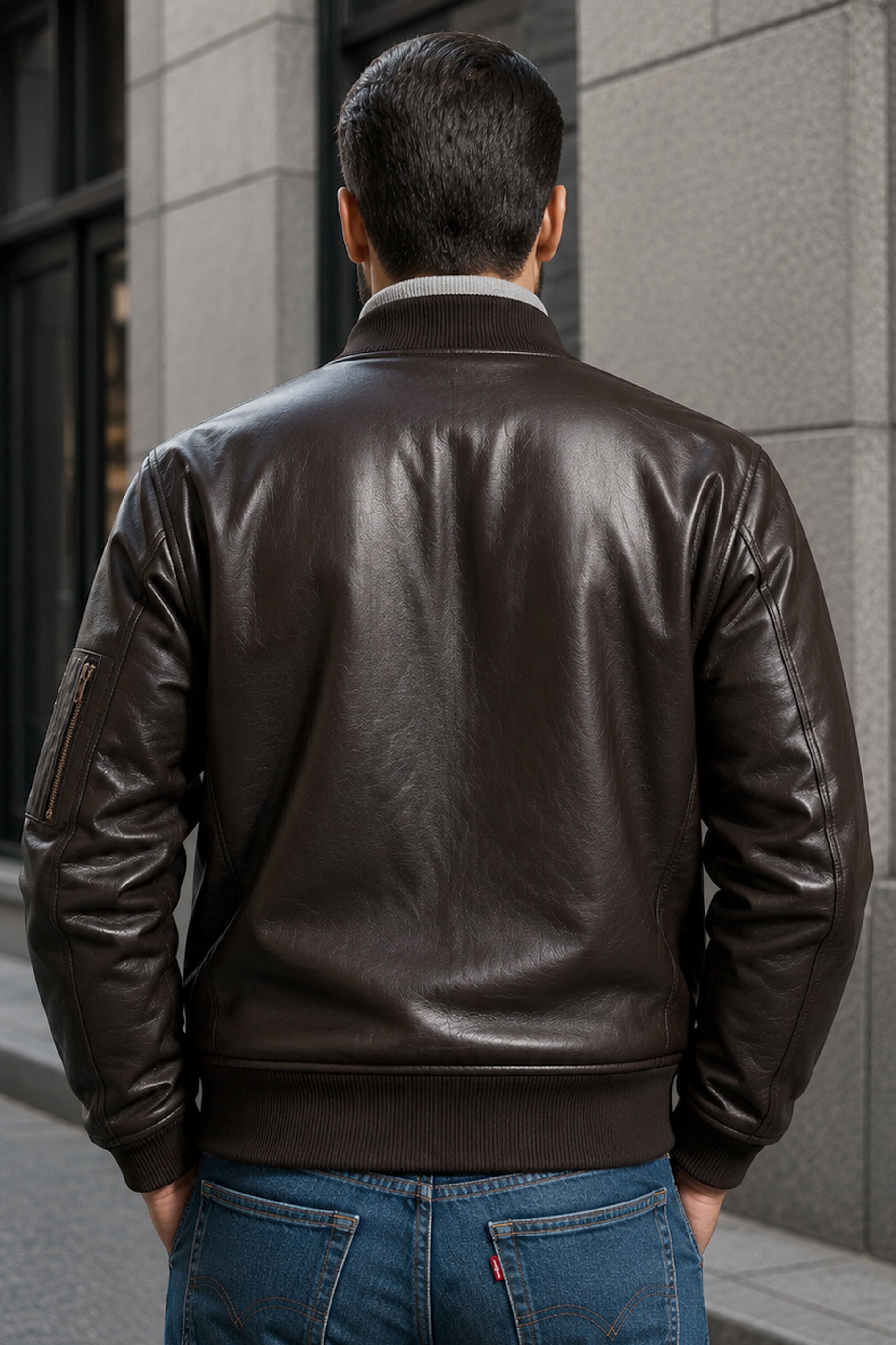 Kingston Black Shine Leather Bomber Jacket