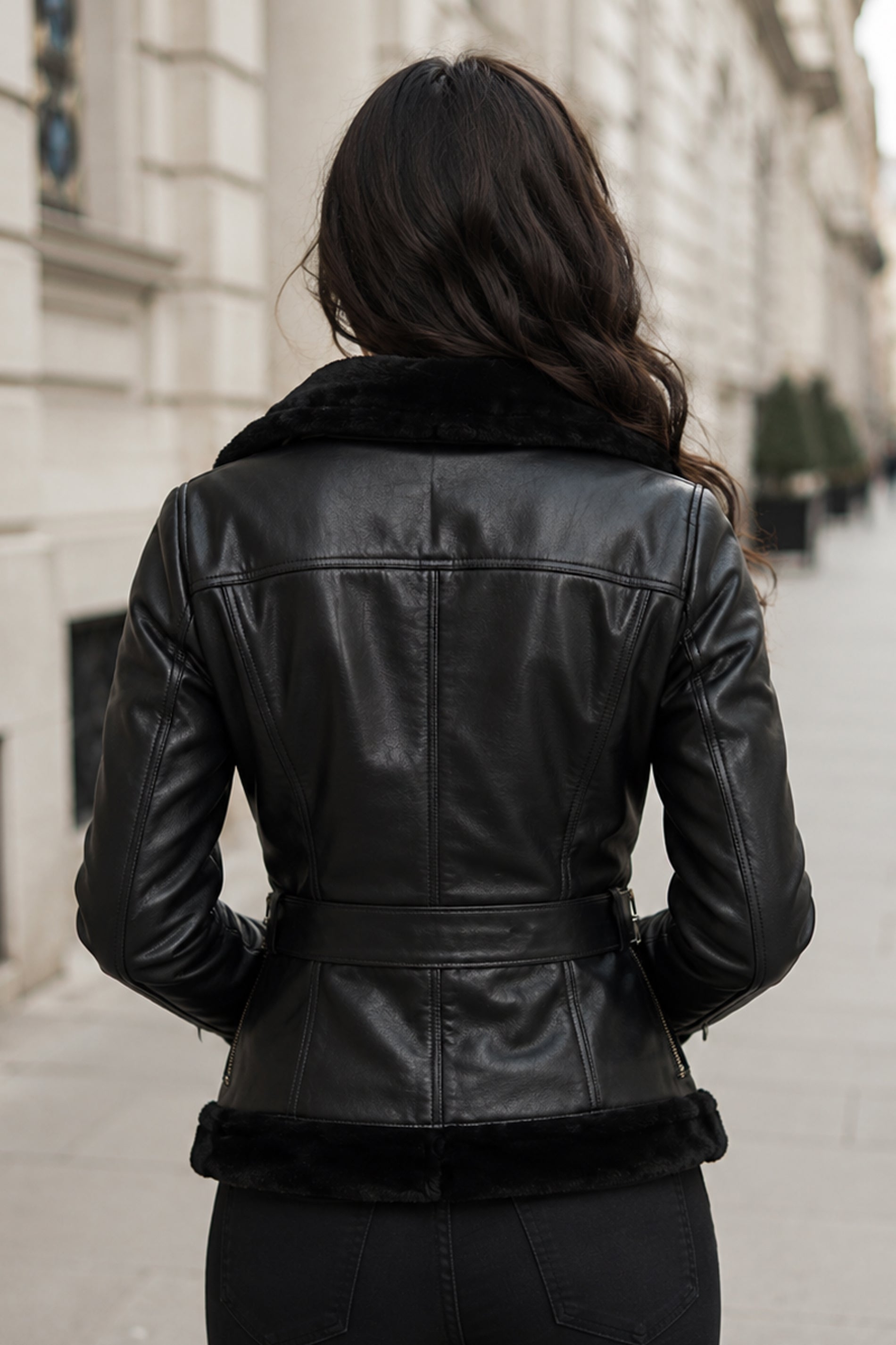 Black Leather Peplum Jacket