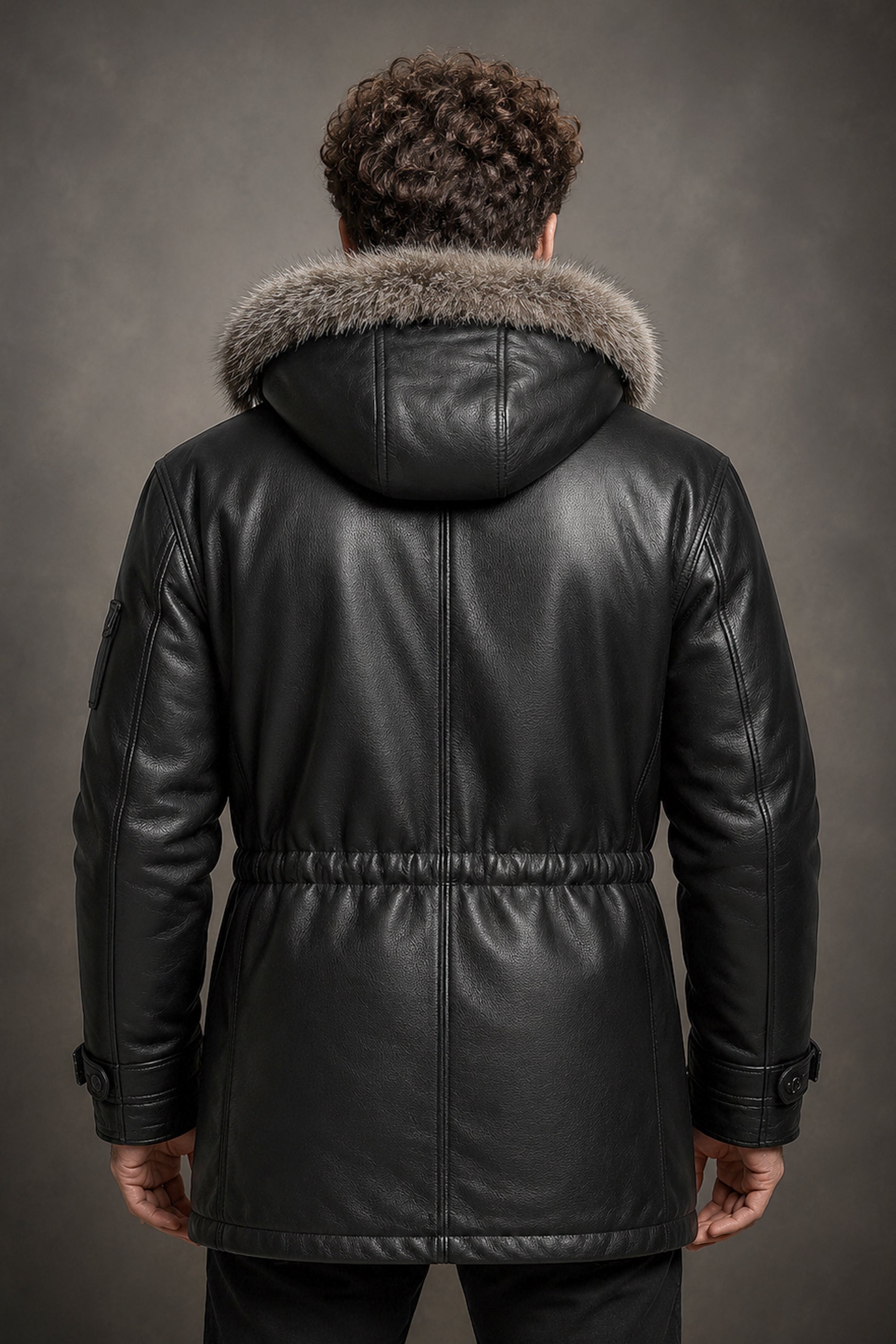 Harrington Black Gloss Leather Parka