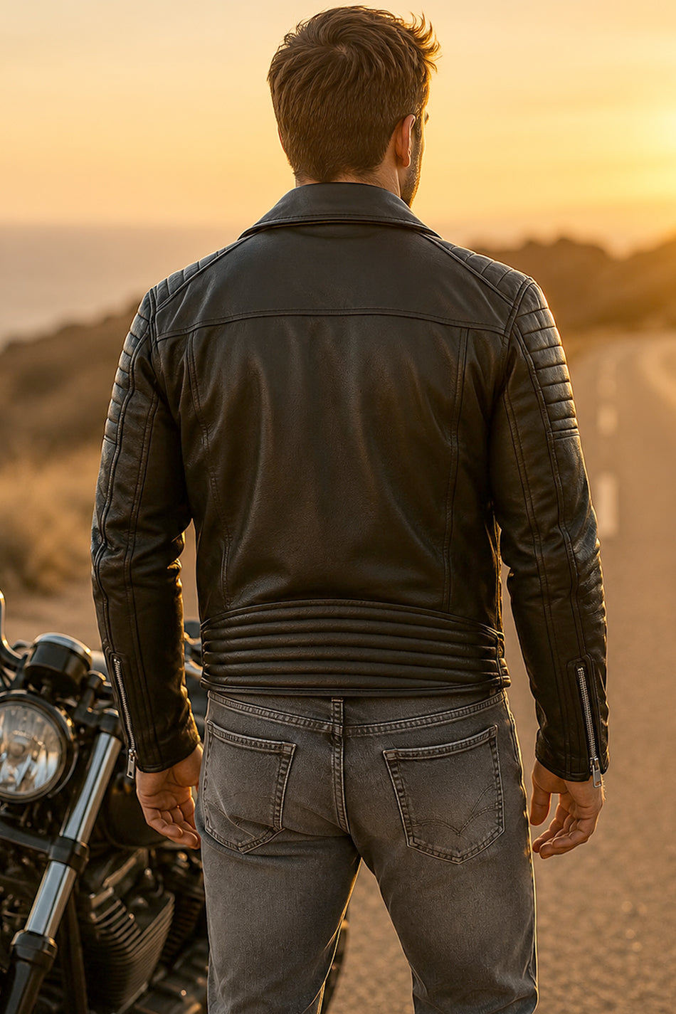 Vanguard Matte Black Leather Biker Jacket