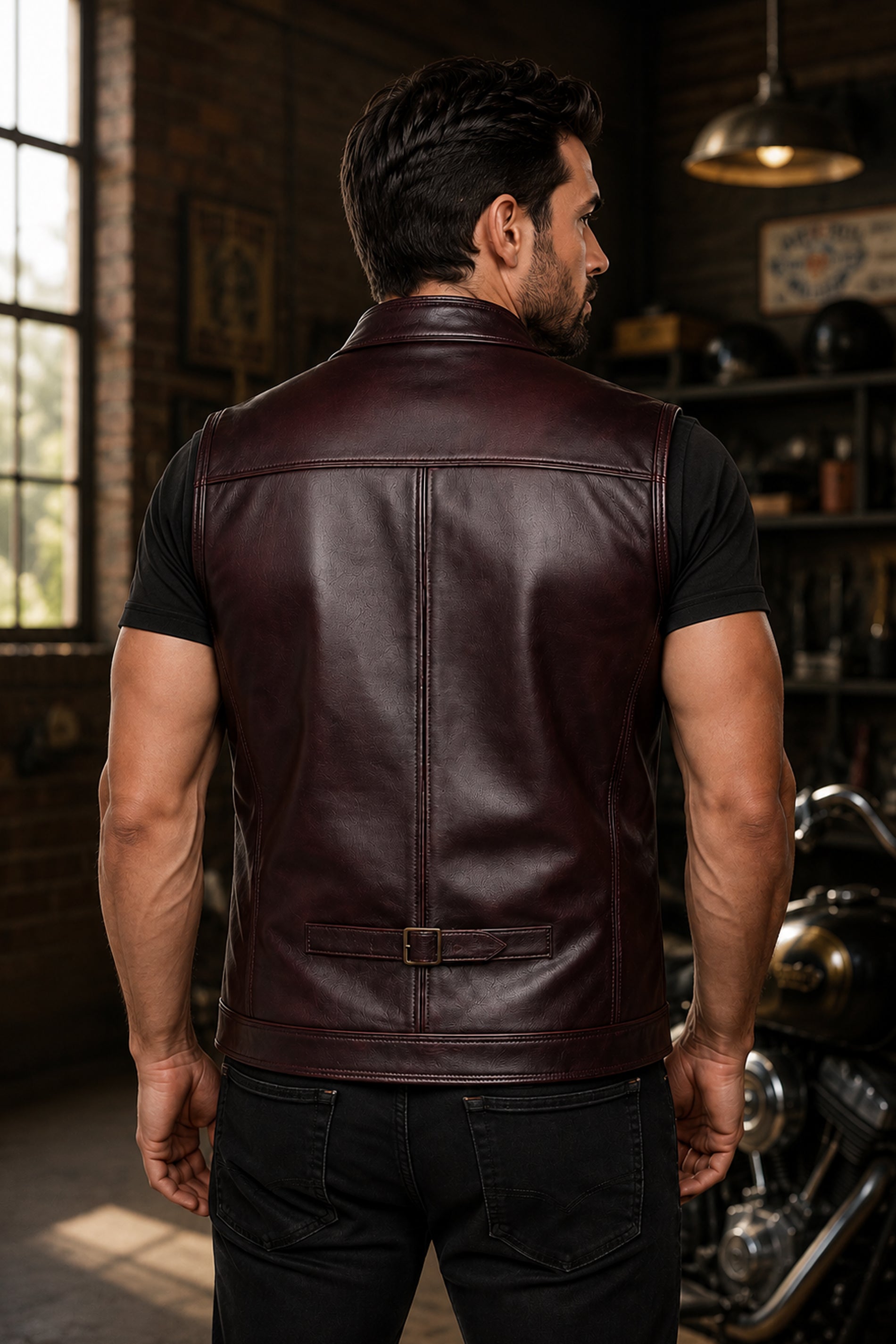 Dalton Cognac Leather Vest