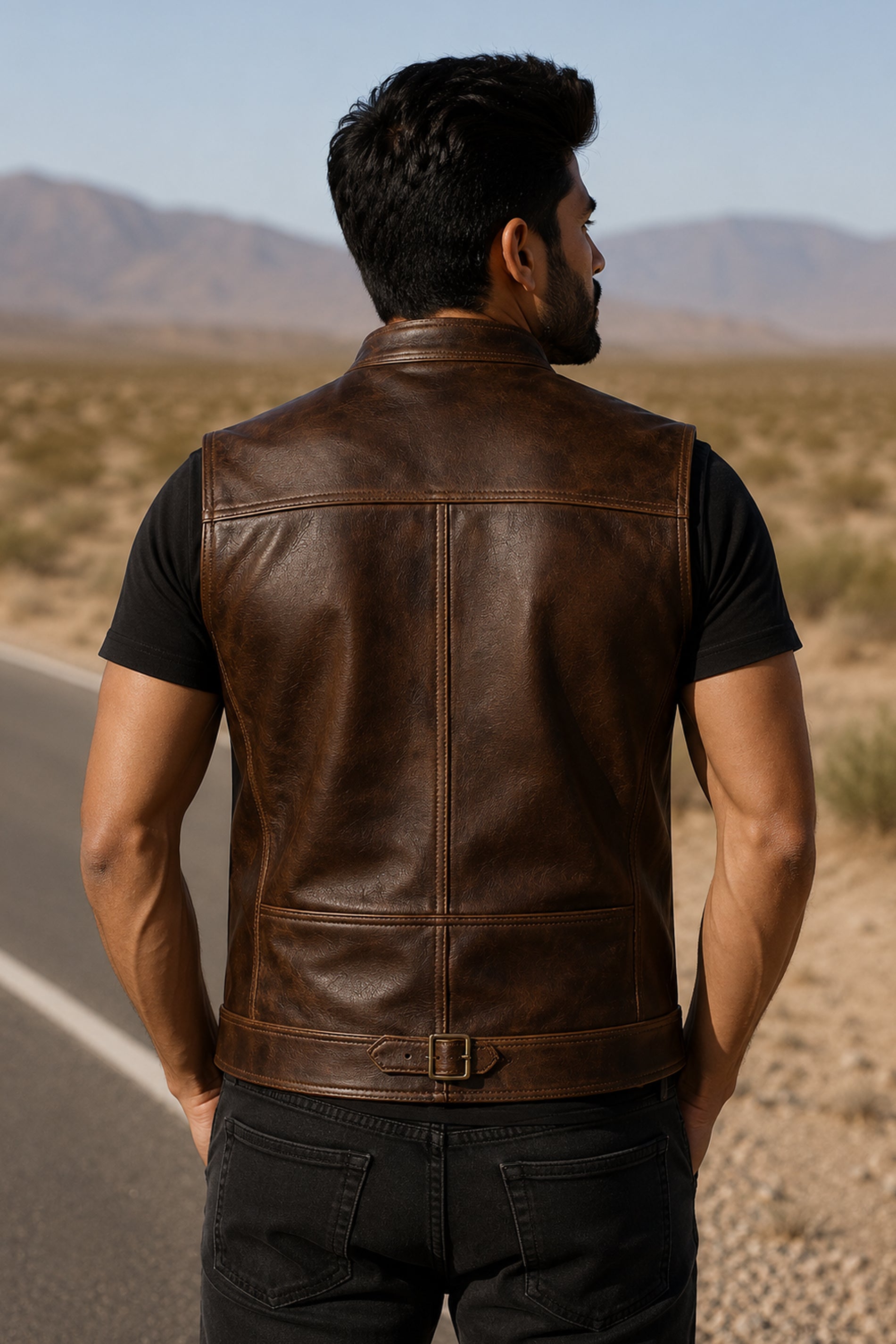 Marlboro Distressed Brown Leather Vest