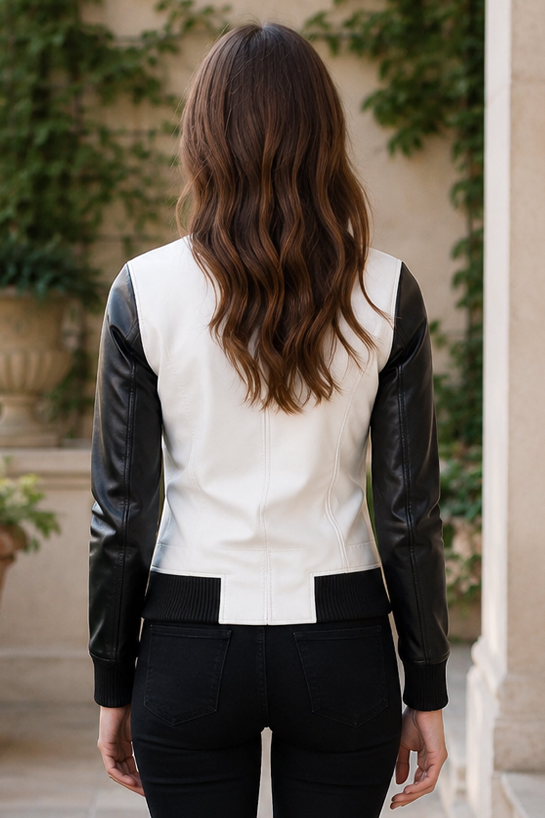Silver Leather Bomber Jacket