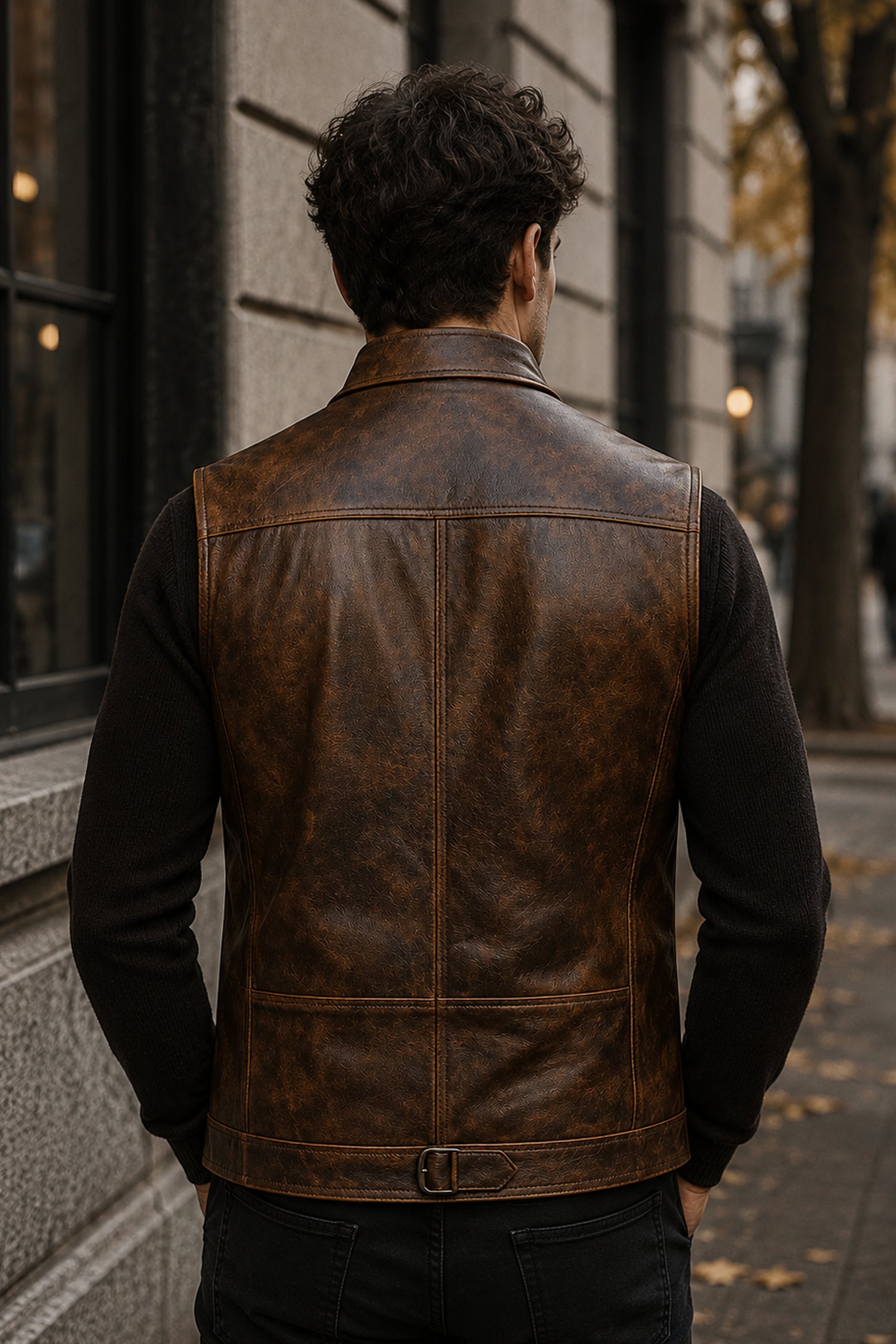 Hendrix Distressed Brown Leather Vest