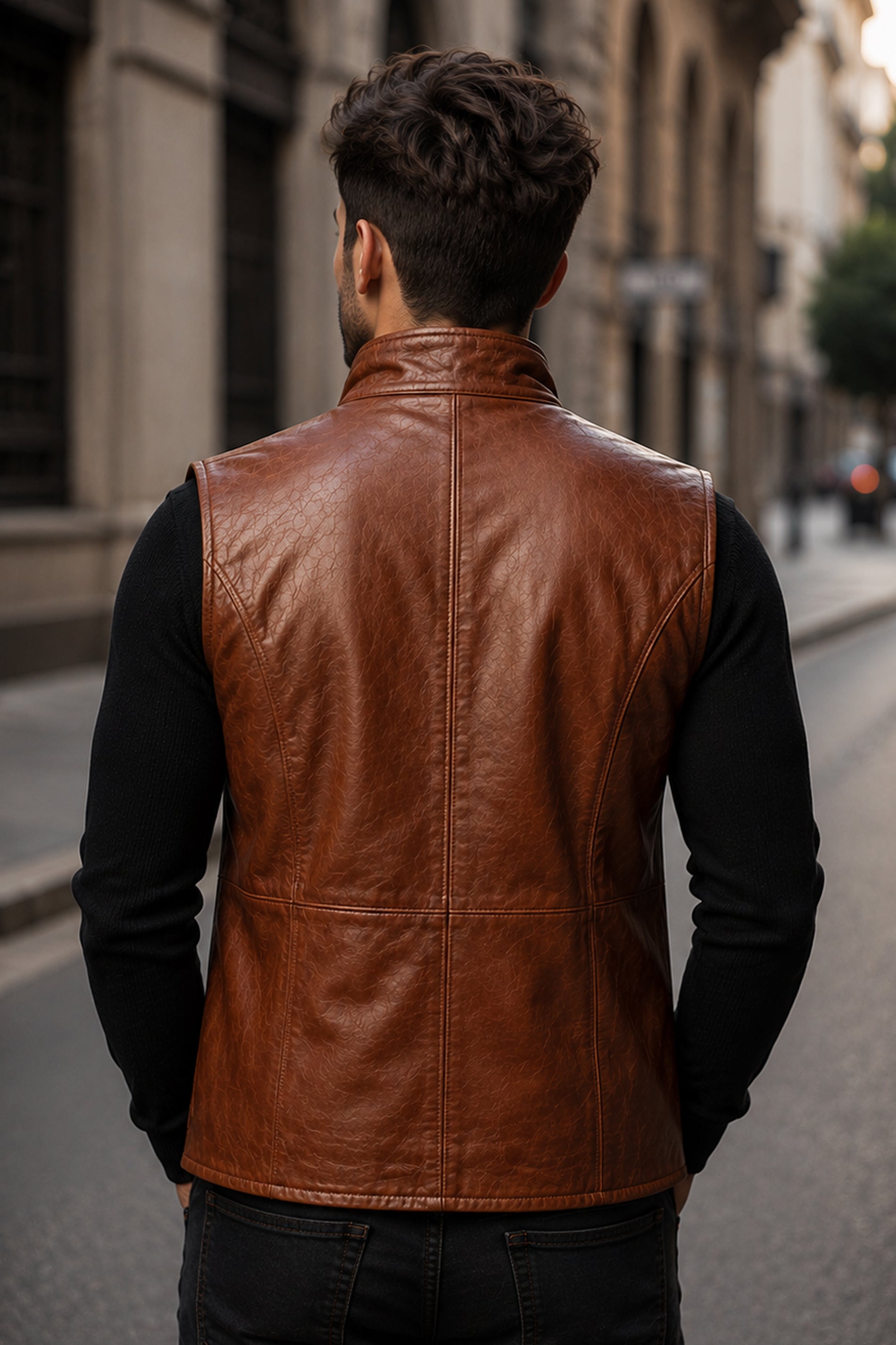 Easton Cognac Leather Vest