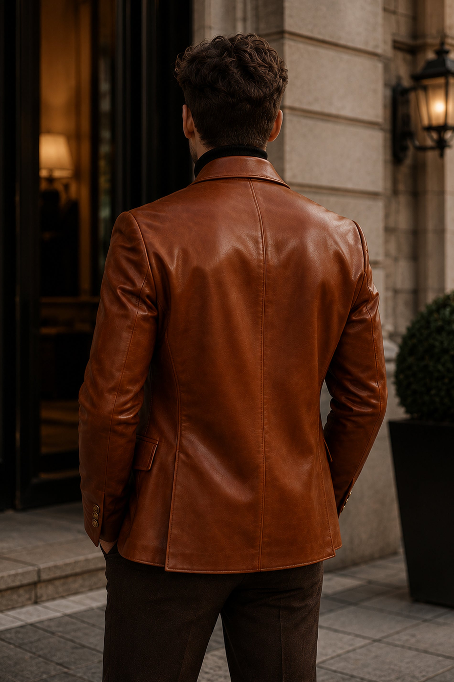 Wentworth Cognac Brown Leather Blazer