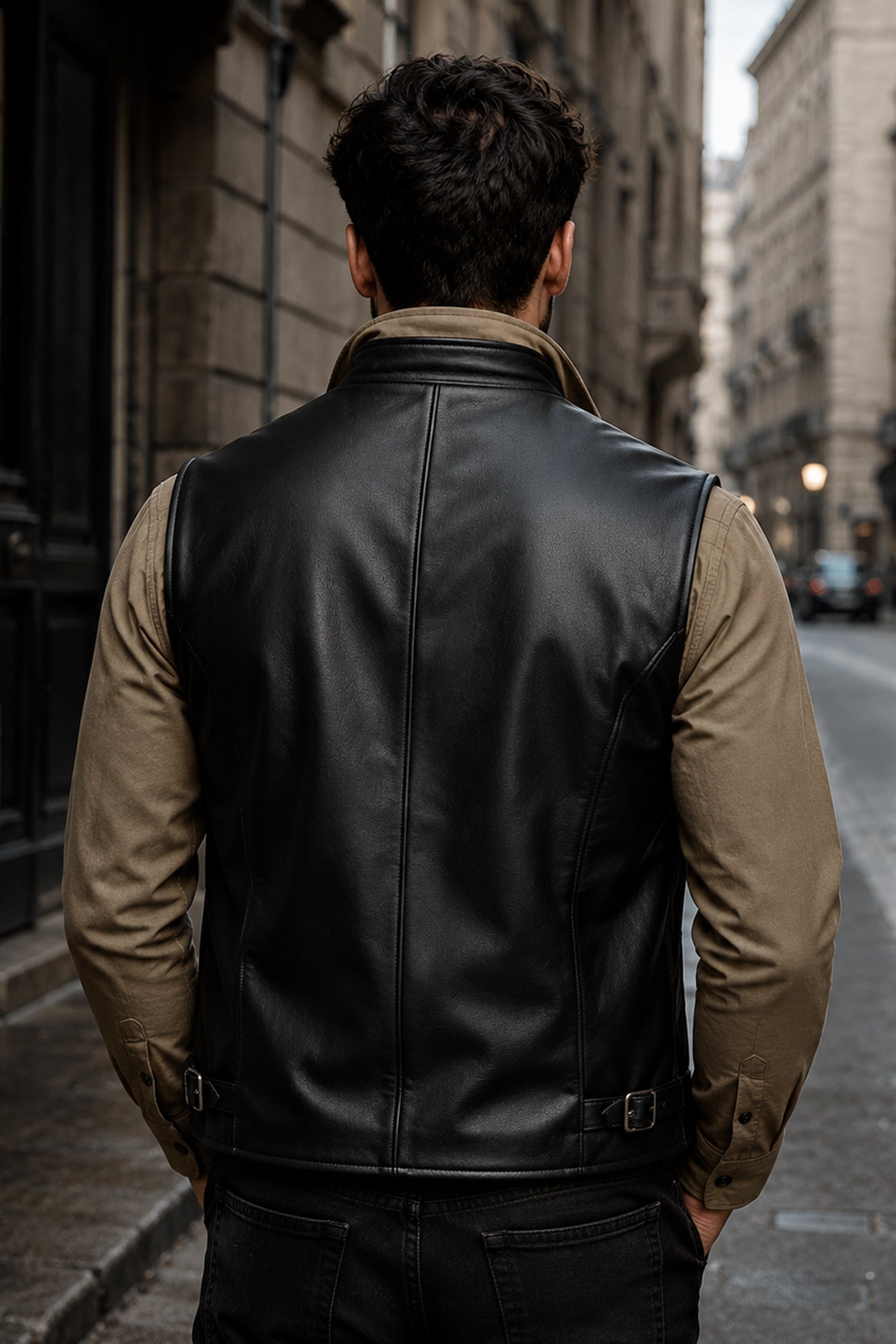 Arden Black Matte Leather Vest