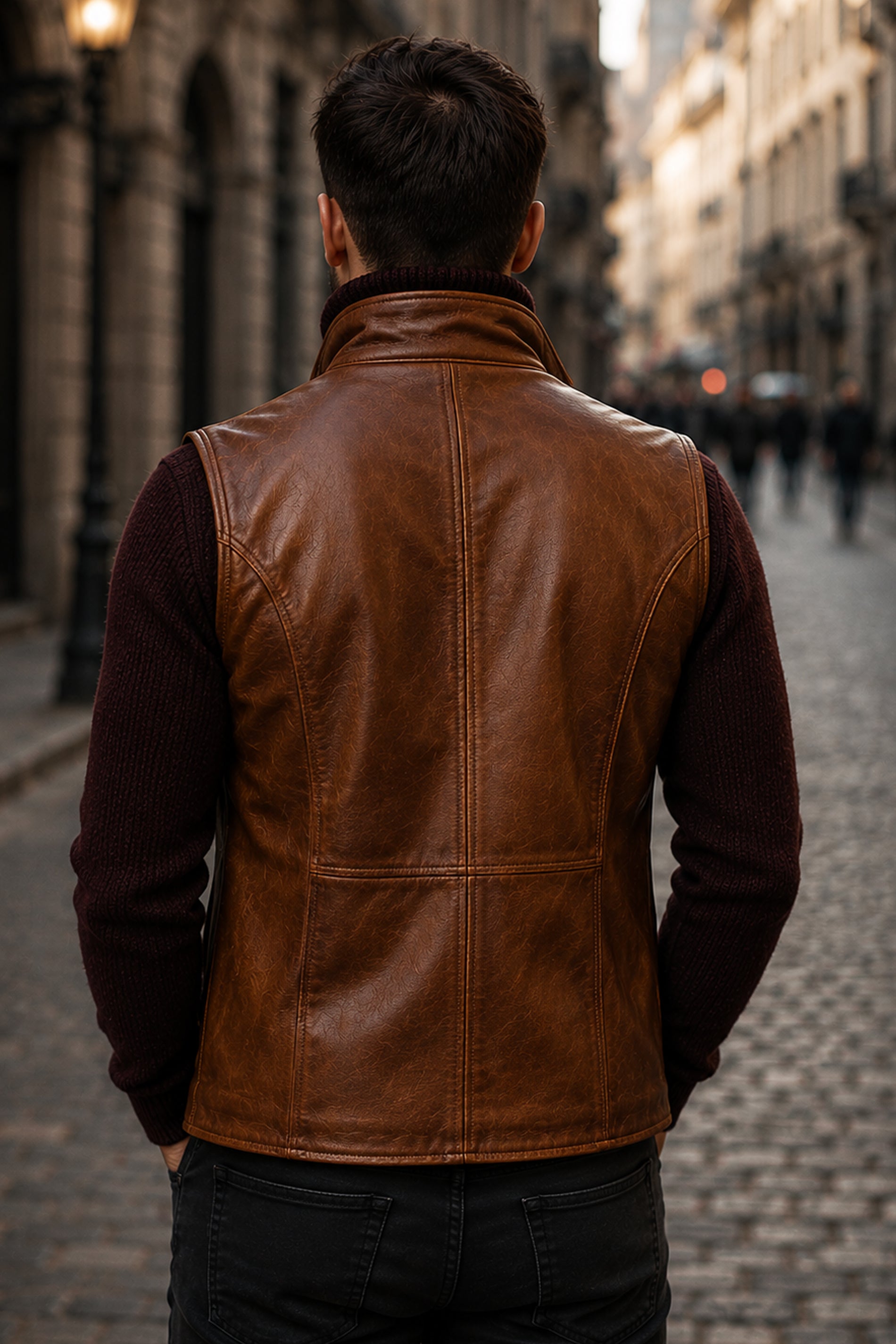 Mercer Cognac Leather Vest