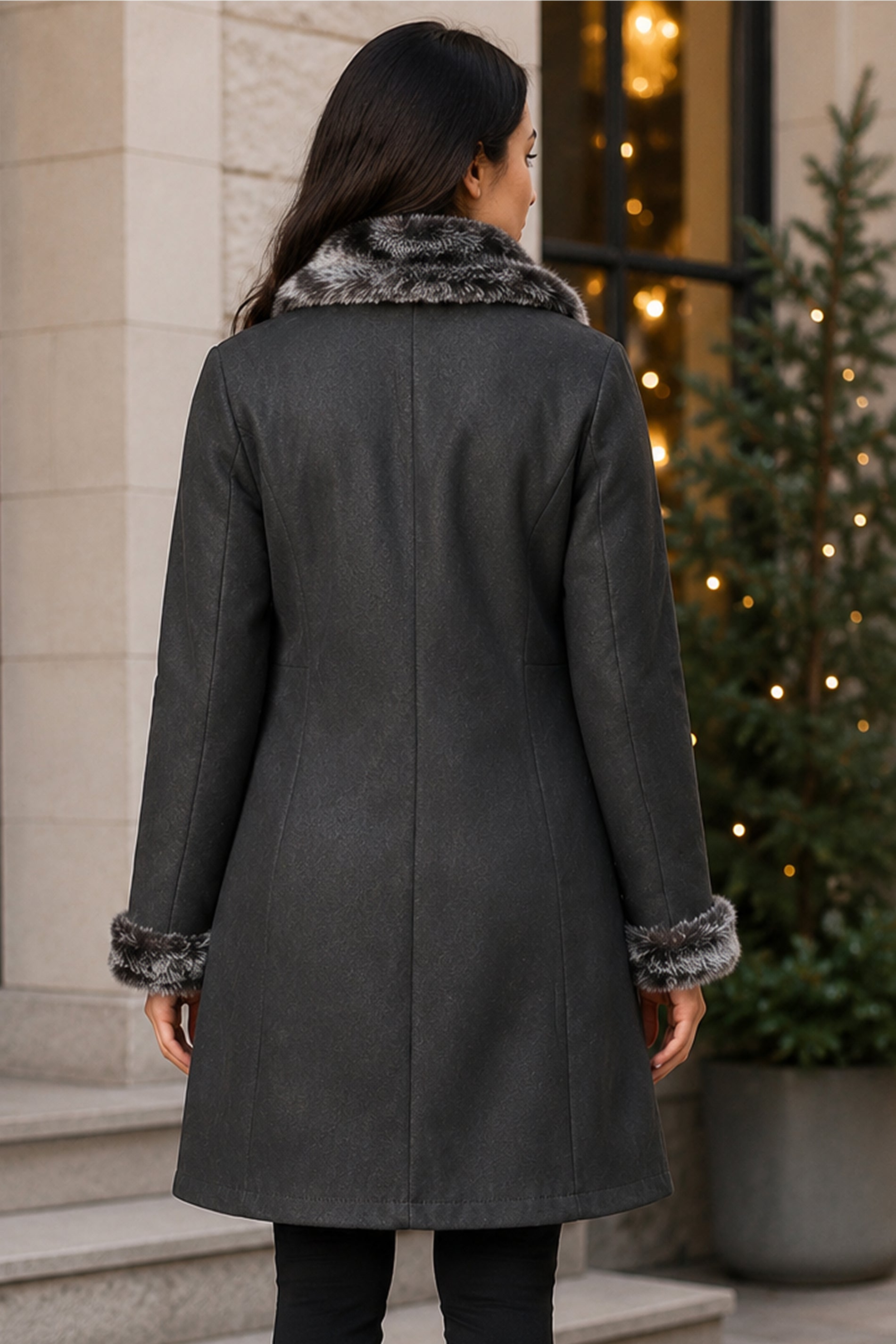 Shearling Black Leather Coat