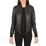 Brown Leather Bomber Jacket