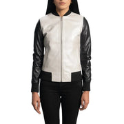 Silver Leather Bomber Jacket