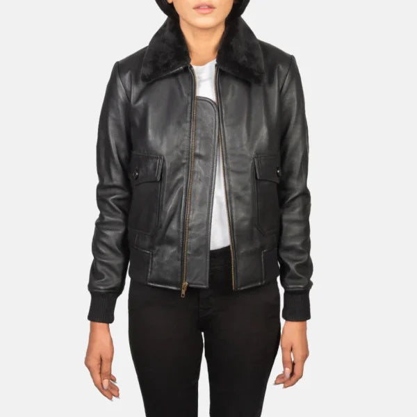 Black Bomber Leather Jacket