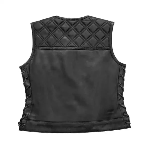 Womens Quilted Black Leather Vest