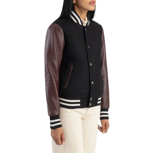 Maroon & Black Hybrid Varsity Jacket