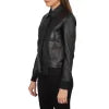 Women’s Black Leather Bomber Jacket