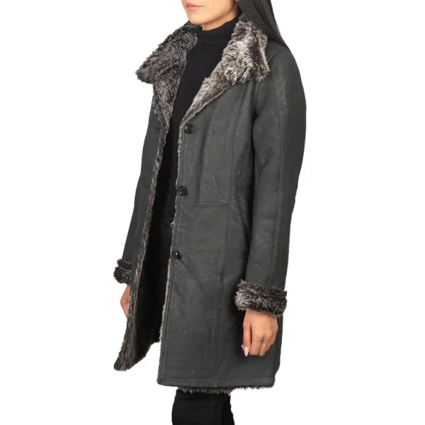 Shearling Black Leather Coat