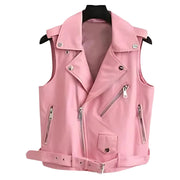 Leather Vest For Women Pink