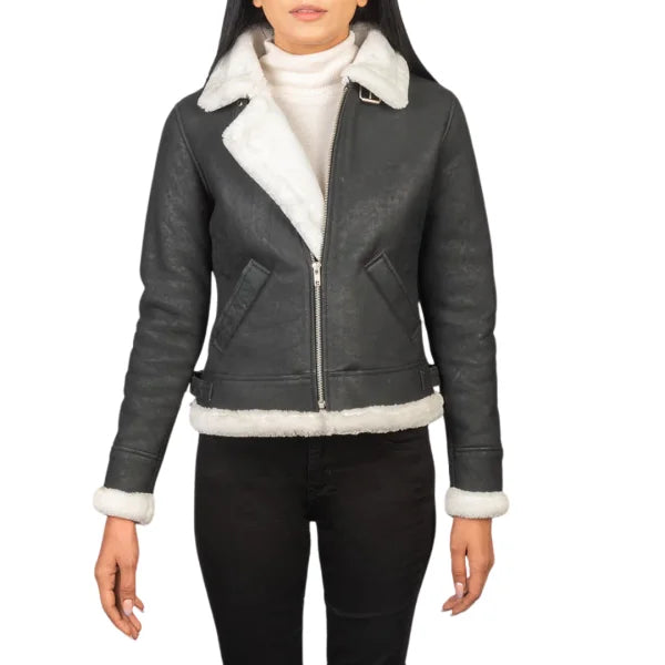 Black & White Bomber Leather Jacket