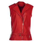 Leather Vest For Women Red