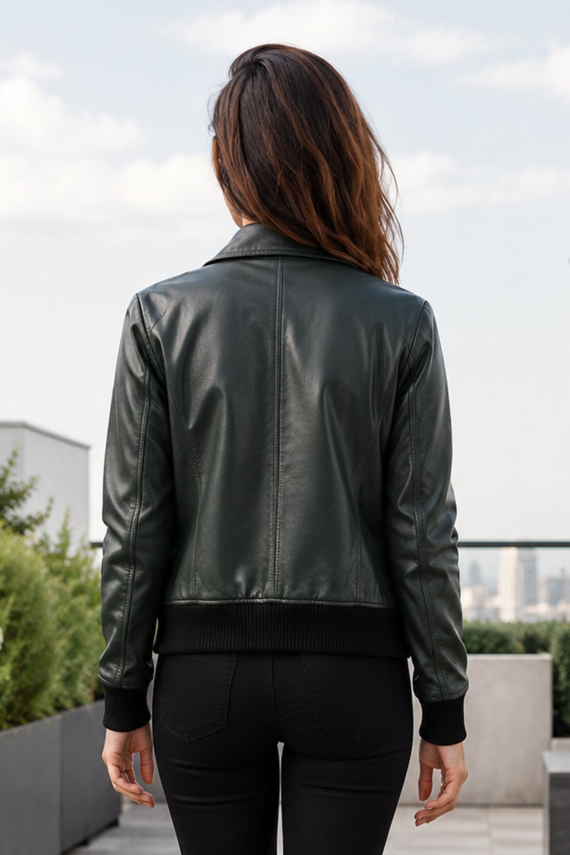 Green Leather Bomber Jacket