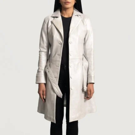 Leather Coat For Women White