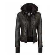 Womens Ruboff Trucker Leather Jacket