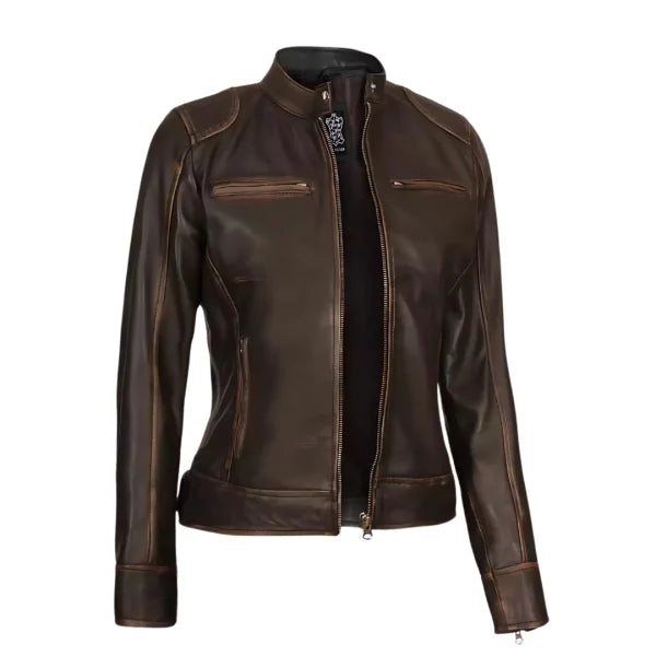 Distressed Moto Womens Jacket