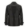 Freddie Double Breasted Black Leather Jacket