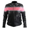 Pink Strip Bomber Leather Jacket Front