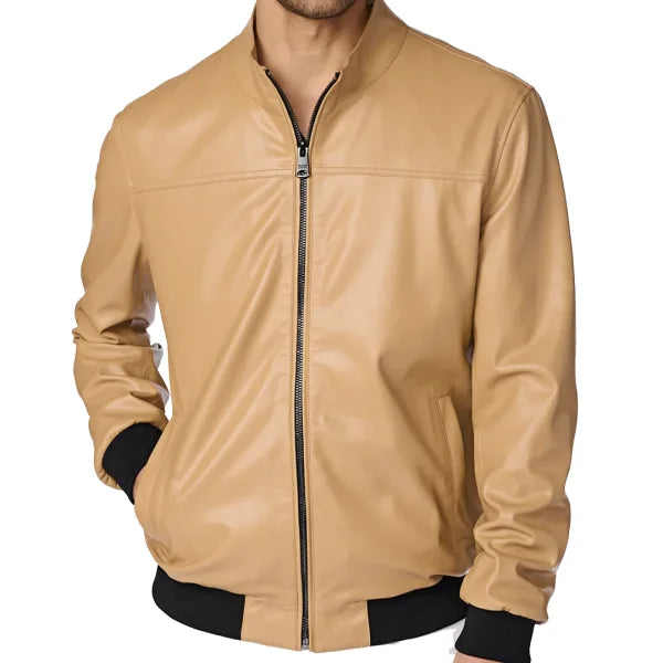 Faux Leather Bomber Jacket