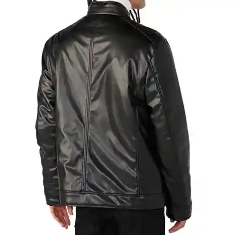 Faux Leather Reversible Puffer Jacket