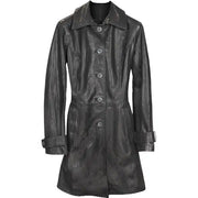Belted Sleeves Long Trench Leather Coat