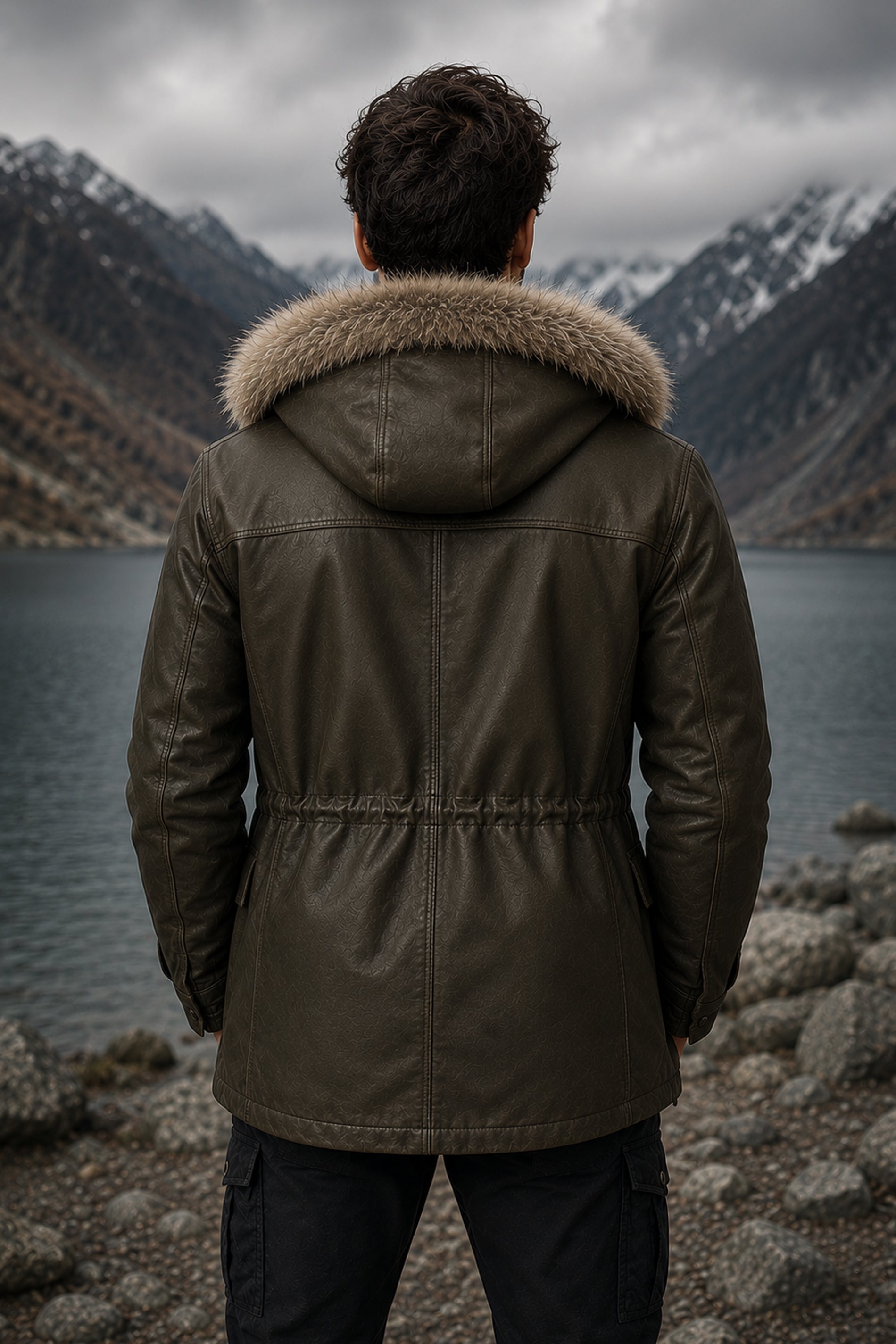 Kensington Olive Green Leather Parka