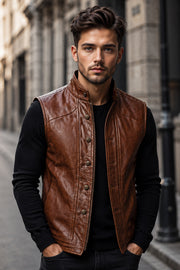 Easton Cognac Leather Vest