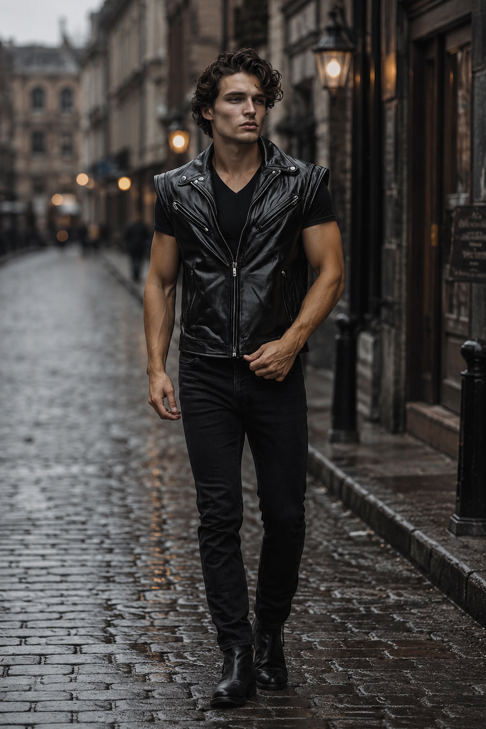 Heritage Black Leather Vest