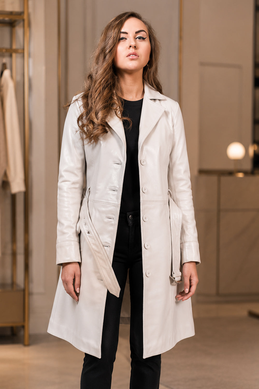Leather Coat For Women White