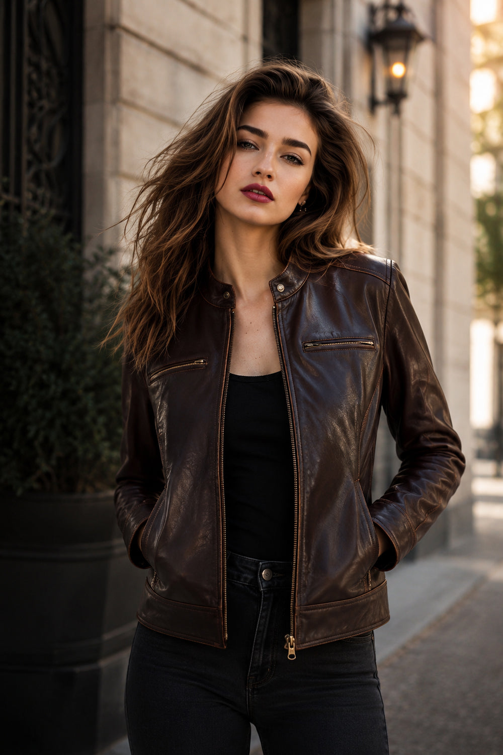 Distressed Moto Womens Jacket
