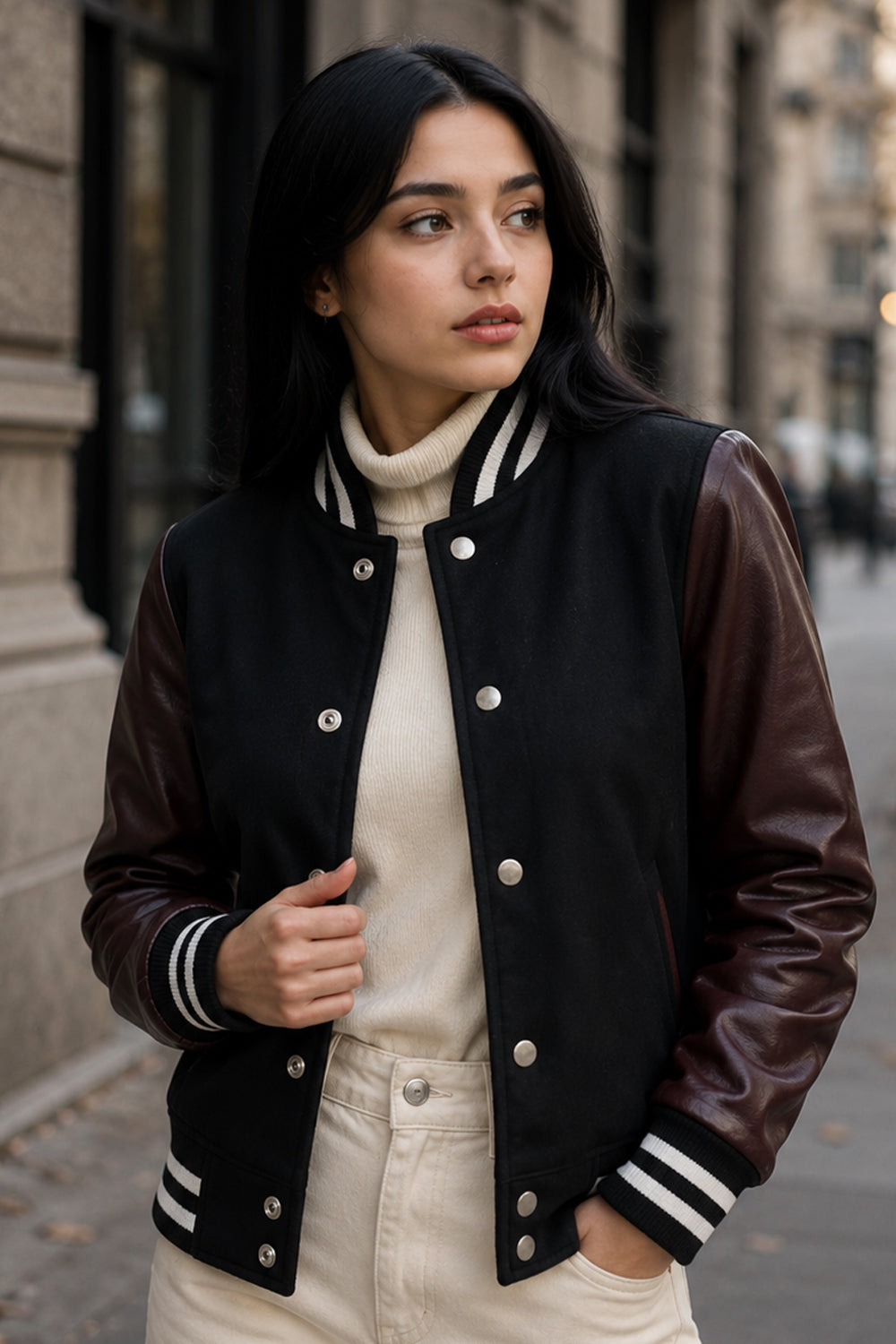 Maroon & Black Hybrid Varsity Jacket